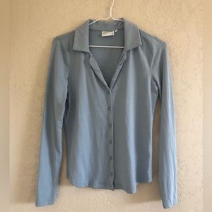 Long sleeve jersey top in ash blue